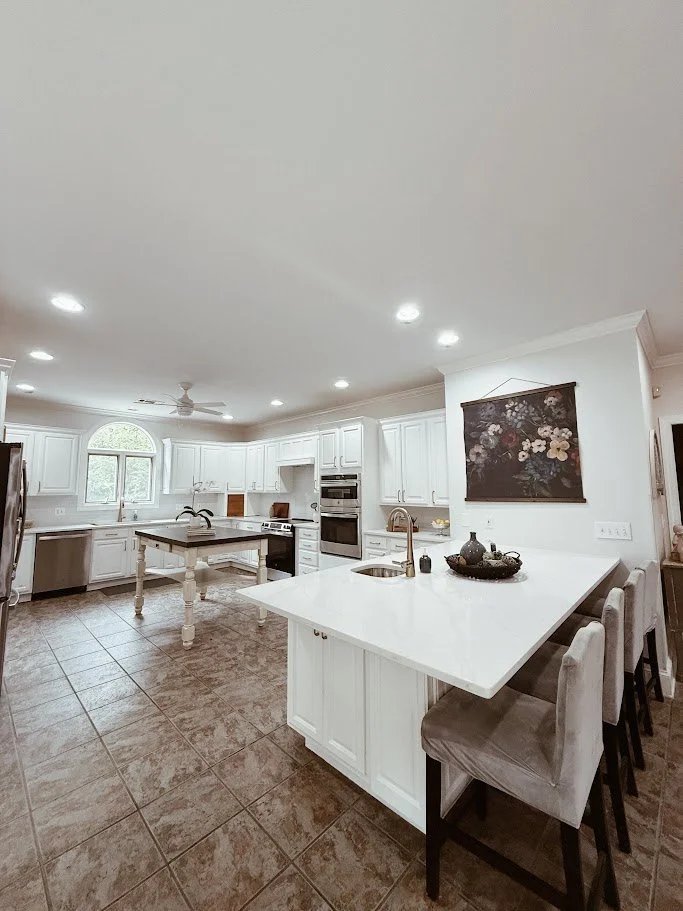 Custom kitchen remodel with white cabinetry in Auburn AL